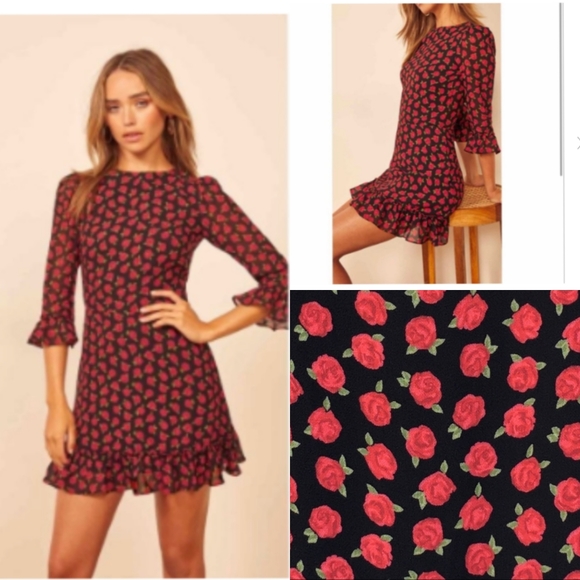 Reformation Dresses & Skirts - 🌹Reformation Doutzen dress short sleeve mini Georgette